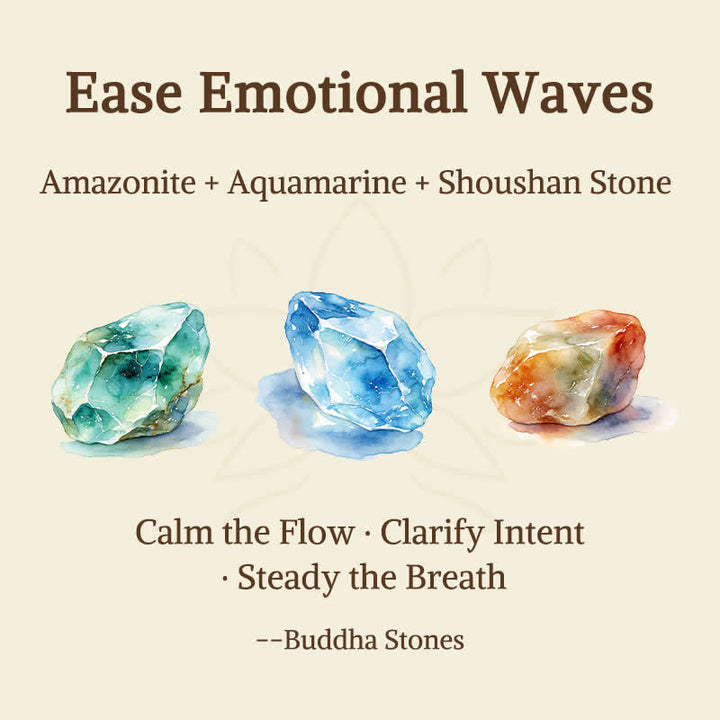 Buddha Stones 3pcs "Ease Emotional Waves" Amazonite Relax Bracelet Includes Gift Message Card - image 5