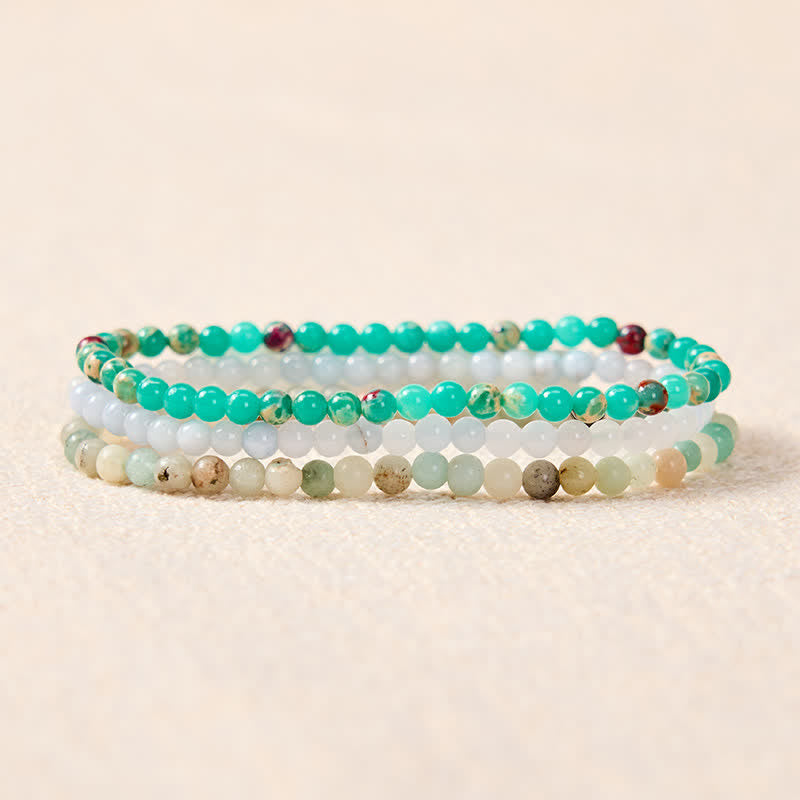Buddha Stones 3pcs "Ease Emotional Waves" Amazonite Relax Bracelet Includes Gift Message Card - image 1