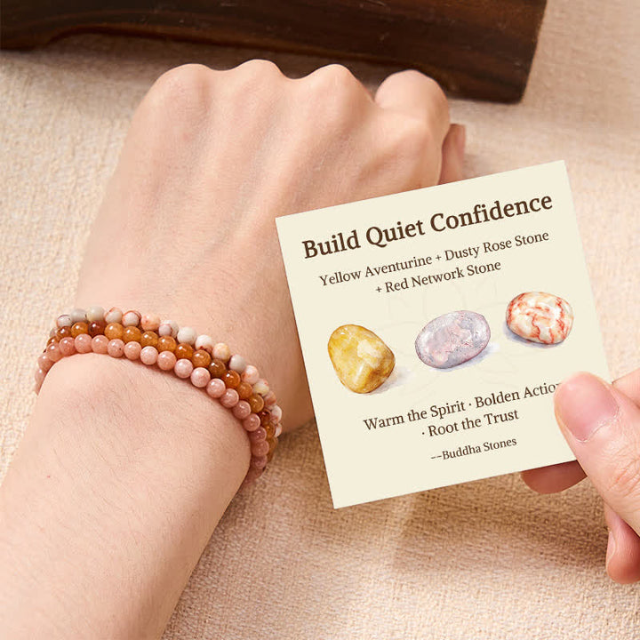 Buddha Stones 3pcs "Build Quiet Confidence" Yellow Aventurine Optimism Bracelet Includes Gift Message Card - 4mm - image 0