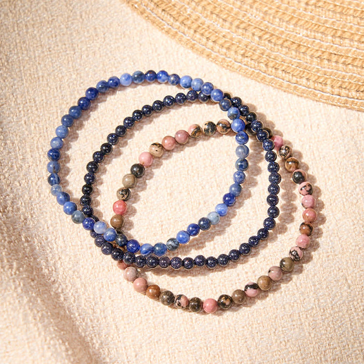Buddha Stones 3pcs "Find Inner Clarity" Rhodonite Compassion Bracelet Includes Gift Message Card - image 2