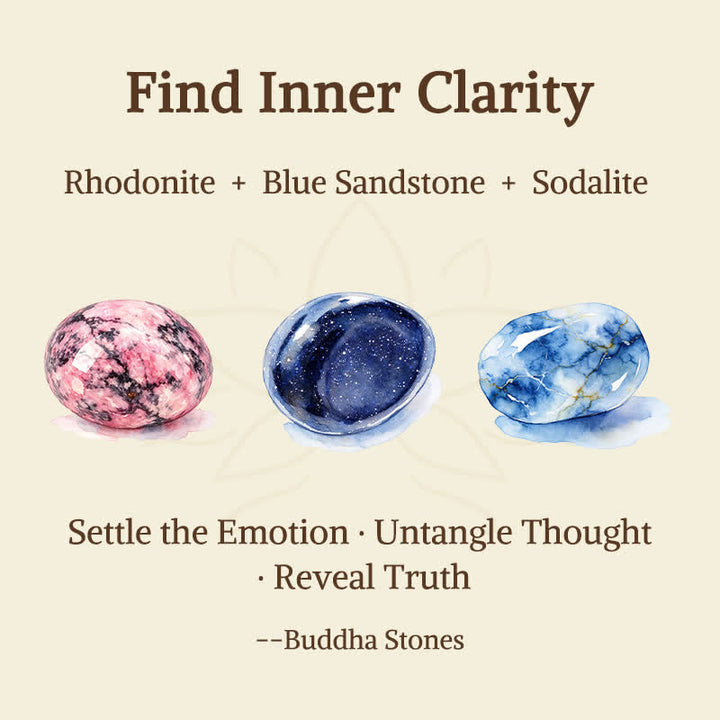 Buddha Stones 3pcs "Find Inner Clarity" Rhodonite Compassion Bracelet Includes Gift Message Card - image 5