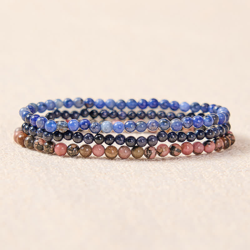 Buddha Stones 3pcs "Find Inner Clarity" Rhodonite Compassion Bracelet Includes Gift Message Card - image 1