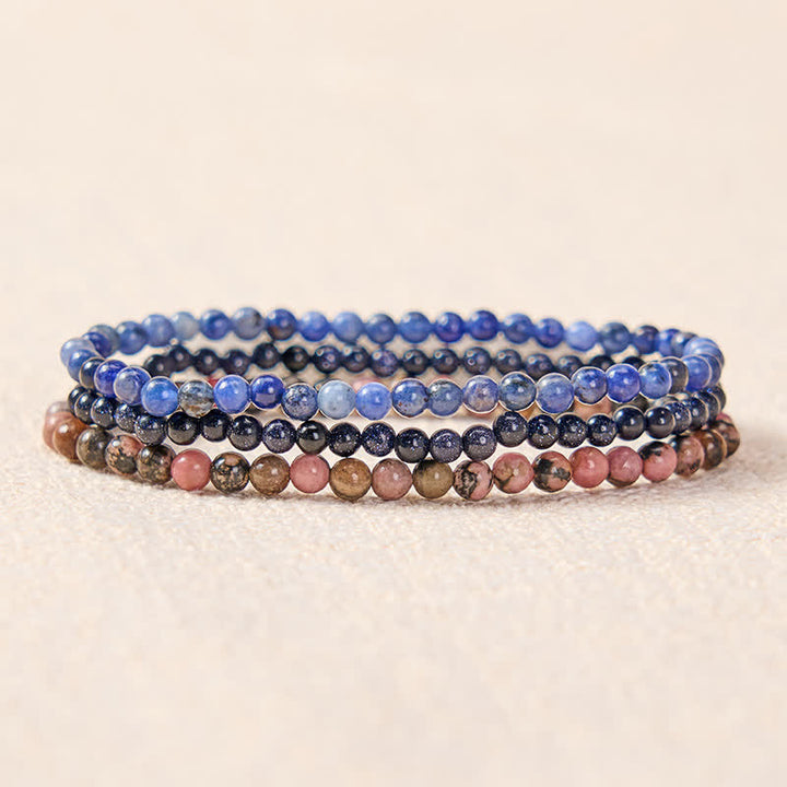 Buddha Stones 3pcs "Find Inner Clarity" Rhodonite Compassion Bracelet Includes Gift Message Card - image 1