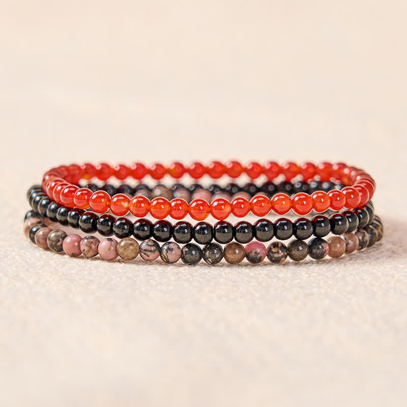 Buddha Stones 3pcs "Embrace Inner Power" Red Agate Confidence Bracelet Includes Gift Message Card - image 1