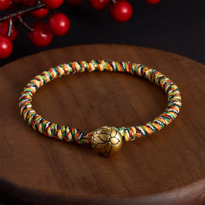 Buddha Stones Hand-woven Colorful String Lotus Balance Braided Bracelet - Lotus - 7.5 in (19 cm) - image 8