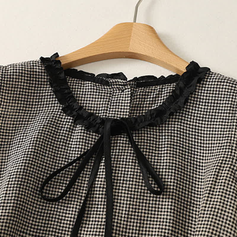 Buddha Stones Summer Casual Vintage Plaid Back Button-Up Tank Top Women's Sleeveless Shirts - image 2