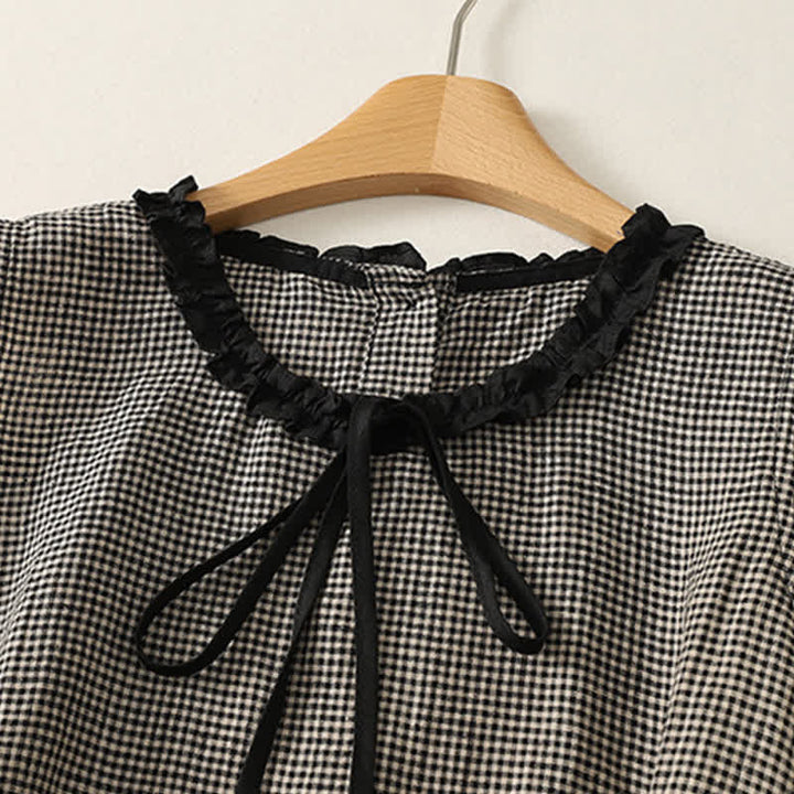 Buddha Stones Summer Casual Vintage Plaid Back Button-Up Tank Top Women's Sleeveless Shirts - image 2
