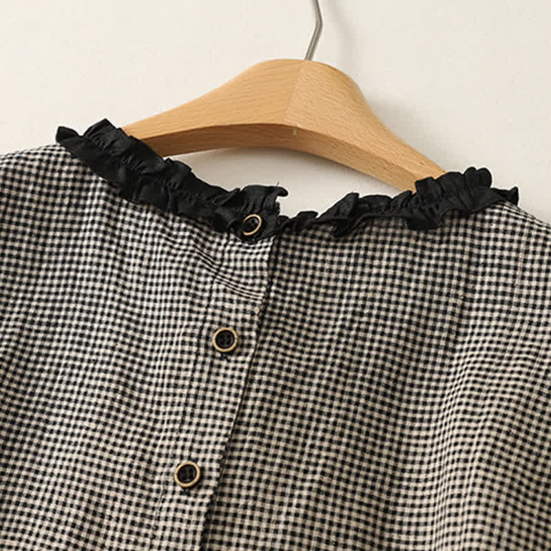 Buddha Stones Summer Casual Vintage Plaid Back Button-Up Tank Top Women's Sleeveless Shirts - image 3