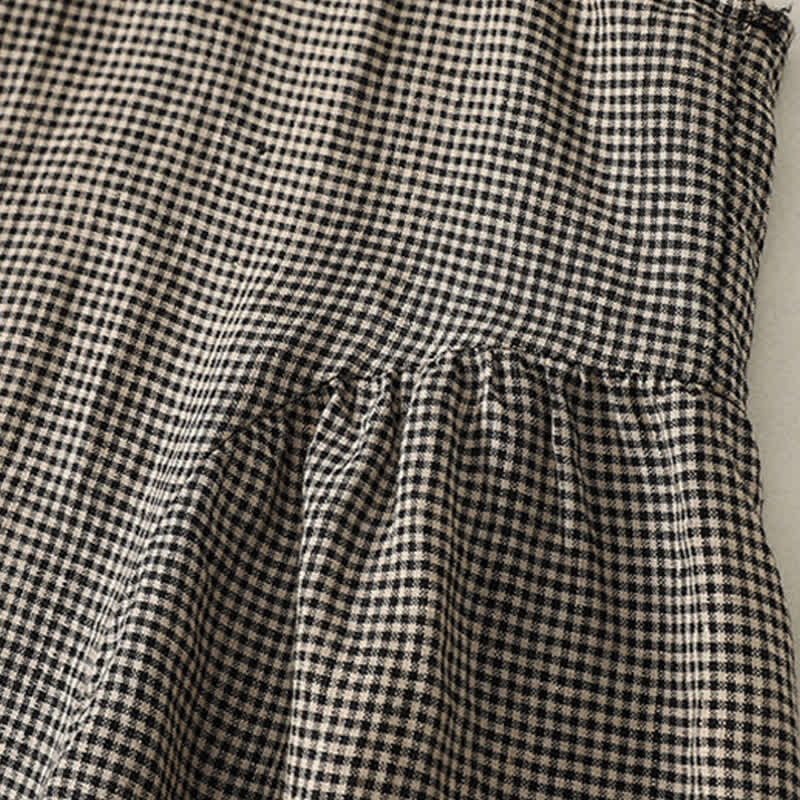Buddha Stones Summer Casual Vintage Plaid Back Button-Up Tank Top Women's Sleeveless Shirts - image 5