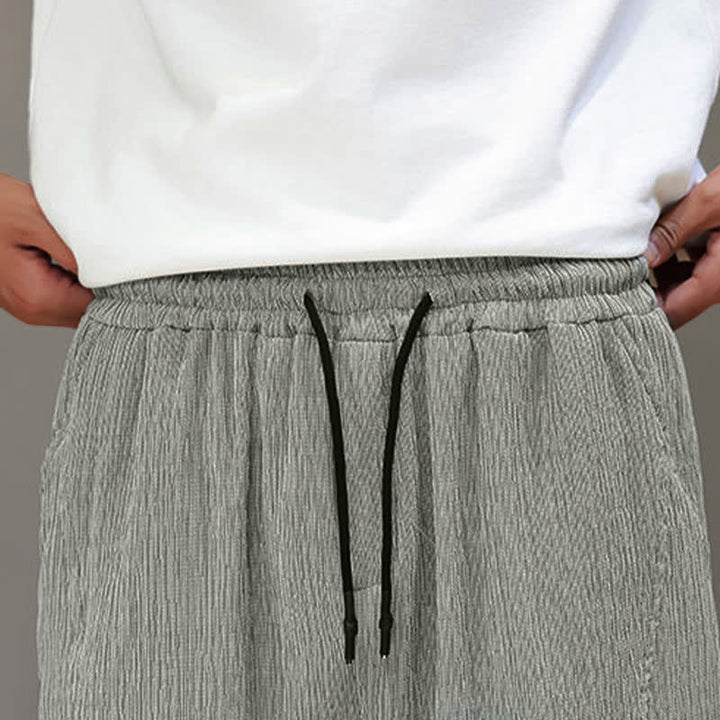 Buddha Stones Summer Casual Tang Style Solid Cropped Pants Men's Harem Pants With Pockets - image 26