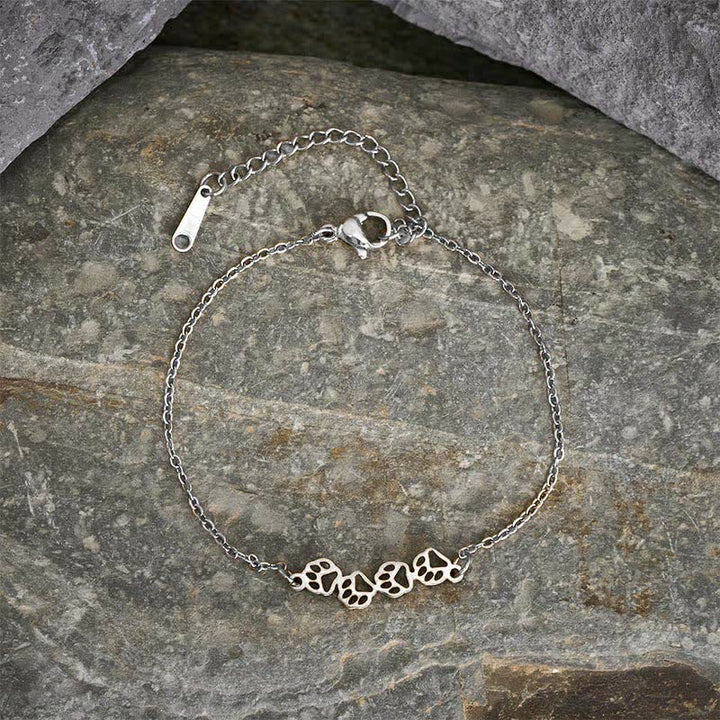 Buddha Stones Titanium Steel Four Cat Paws Balance Bracelet - image 4