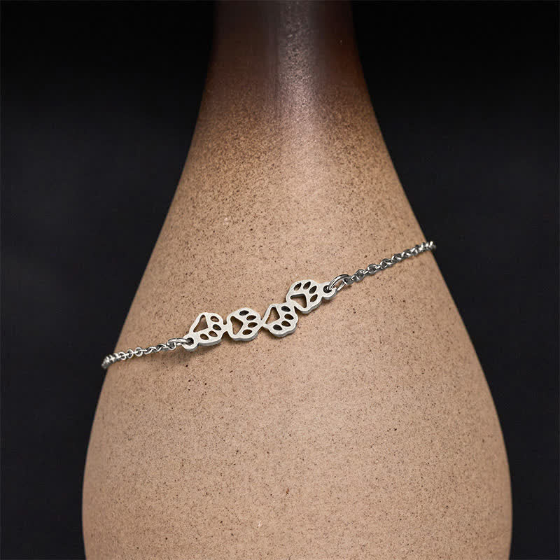 Buddha Stones Titanium Steel Four Cat Paws Balance Bracelet - Silvery(Wrist Circumference:17–22 cm) - image 3
