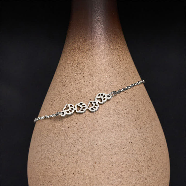 Buddha Stones Titanium Steel Four Cat Paws Balance Bracelet - Silvery(Wrist Circumference:17–22 cm) - image 3