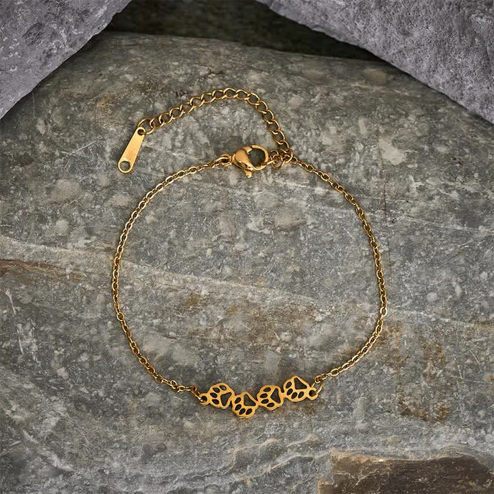 Buddha Stones Titanium Steel Four Cat Paws Balance Bracelet - image 1