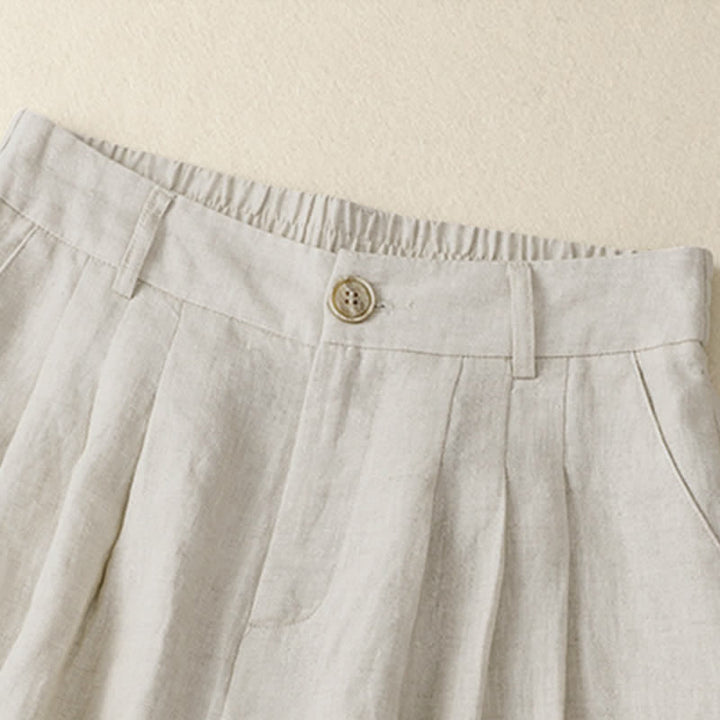 Buddha Stones Summer Casual Minimalist Button-Up Solid Capri Pants Women's Harem Pants With Pocket - image 2