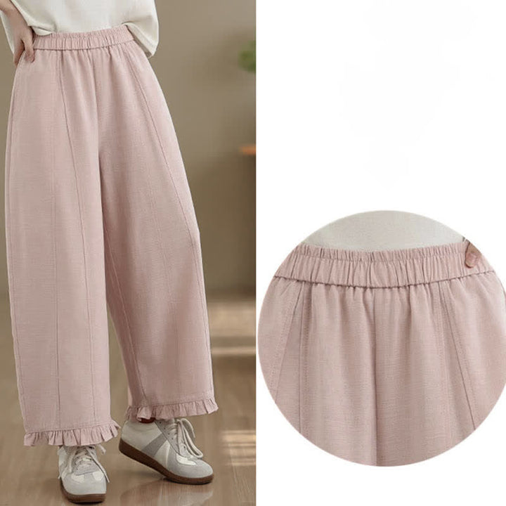Buddha Stones Summer Casual Minimalist Solid Cropped Pants Women's Wide Leg Pants With Pocket - image 12