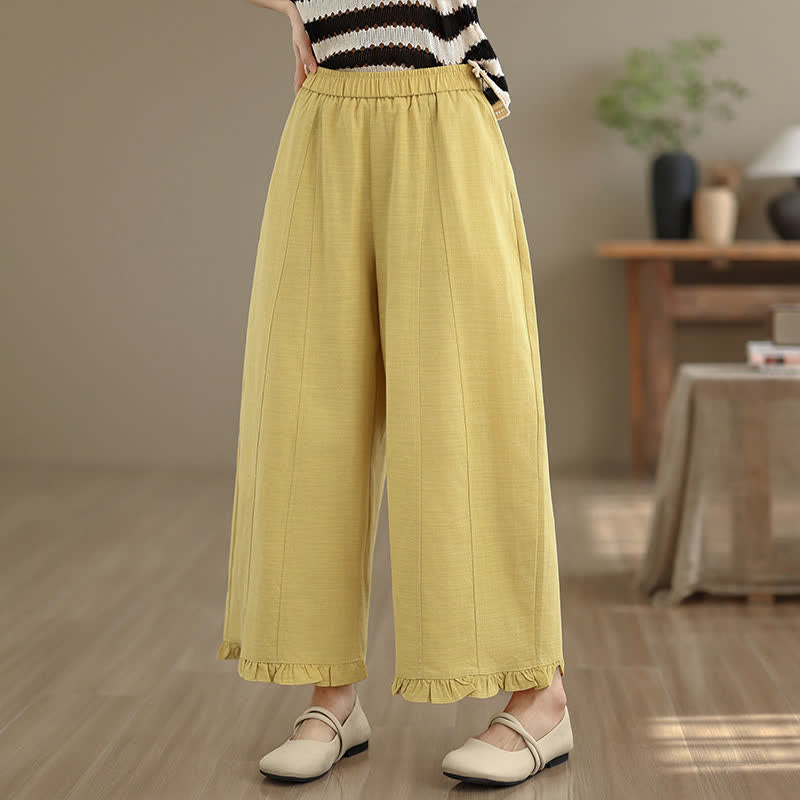 Buddha Stones Summer Casual Minimalist Solid Cropped Pants Women's Wide Leg Pants With Pocket - image 16