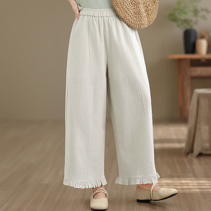 Buddha Stones Summer Casual Minimalist Solid Cropped Pants Women's Wide Leg Pants With Pocket - image 31