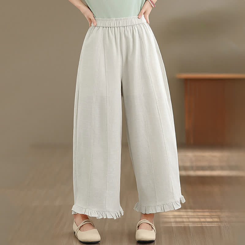 Buddha Stones Summer Casual Minimalist Solid Cropped Pants Women's Wide Leg Pants With Pocket - 	LightCyan - US8-10，UK/AU12-14，EU40-42 (2XL) - image 27