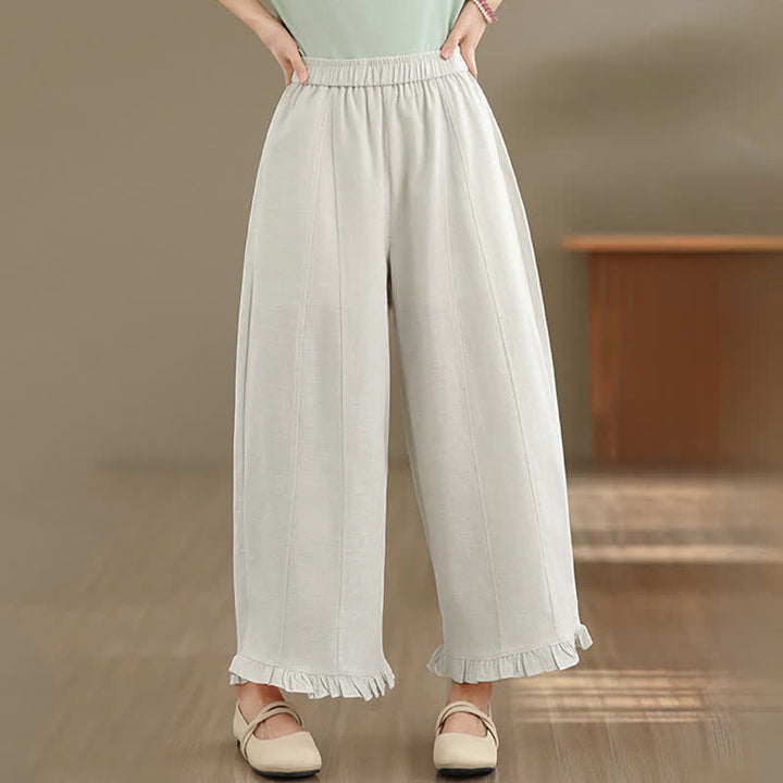 Buddha Stones Summer Casual Minimalist Solid Cropped Pants Women's Wide Leg Pants With Pocket - 	LightCyan - US8-10，UK/AU12-14，EU40-42 (2XL) - image 27