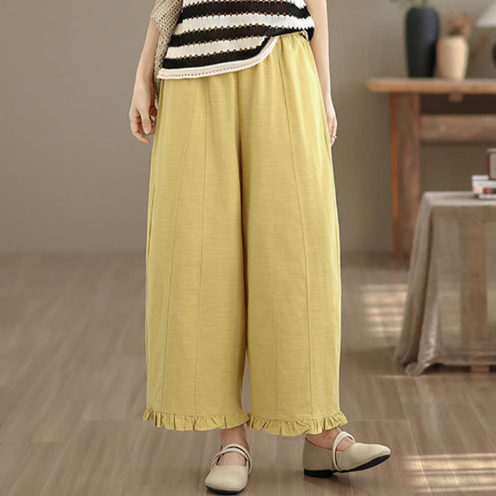 Buddha Stones Summer Casual Minimalist Solid Cropped Pants Women's Wide Leg Pants With Pocket - image 18