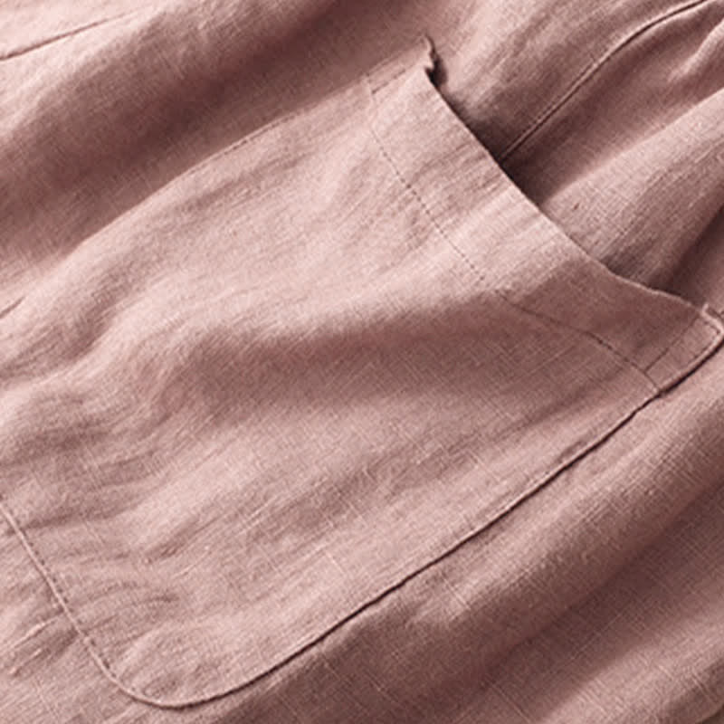 Buddha Stones Summer Casual Minimalist Button-Up Solid Ankle Pants Women's Wide Leg Pants With Pocket - image 16