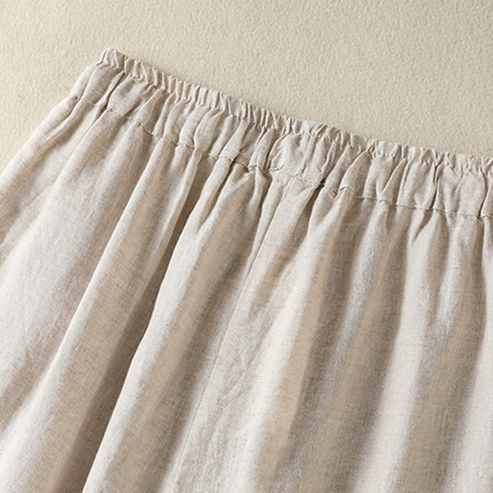 Buddha Stones Summer Casual Drawstring Solid Linen Ankle Pants Women's Wide Leg Pants With Pocket - image 14