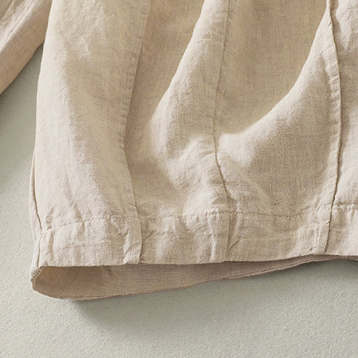 Buddha Stones Summer Casual Simple Drawstring Solid Cotton Linen Cropped Pants Women's Harem Pants With Pocket - image 2