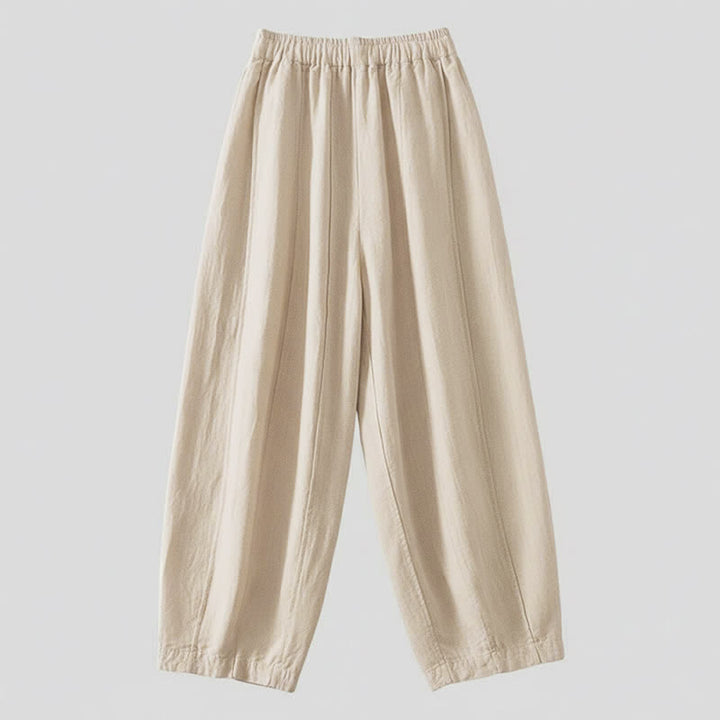 Buddha Stones Summer Casual Simple Drawstring Solid Cotton Linen Cropped Pants Women's Harem Pants With Pocket - image 1