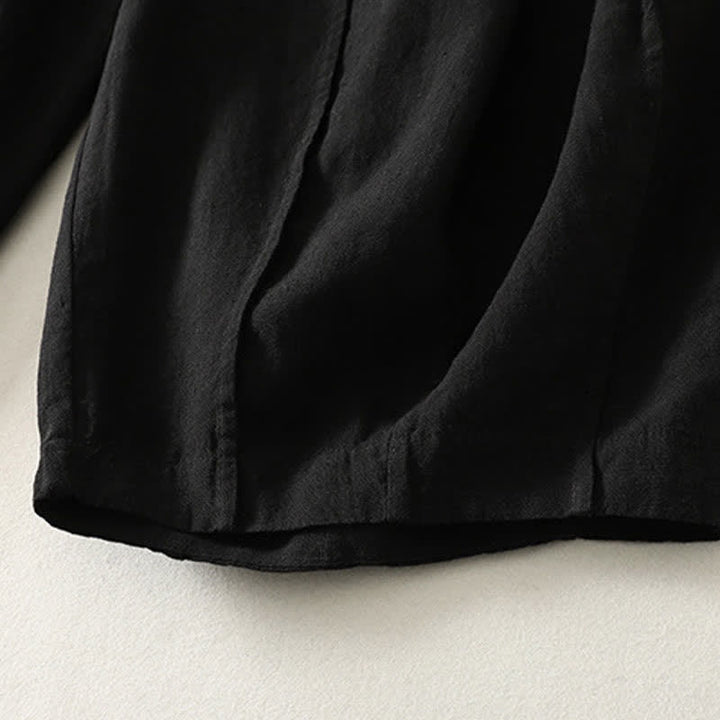 Buddha Stones Summer Casual Simple Drawstring Solid Cotton Linen Cropped Pants Women's Harem Pants With Pocket - image 10