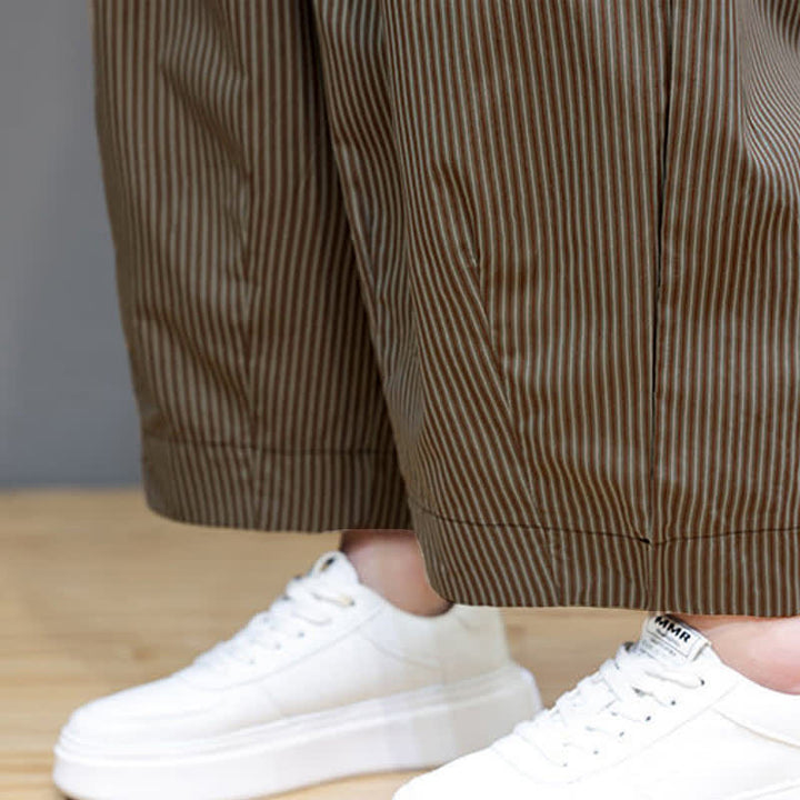 Buddha Stones Summer Casual Drawstring Striped Capri Pants Men's Harem Pants With Pocket - image 32