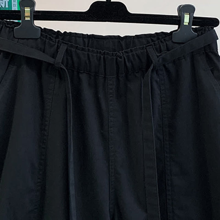 Buddha Stones Spring Casual Minimalist Drawstring Solid Long Pants Women's Harem Pants With Pockets - image 18