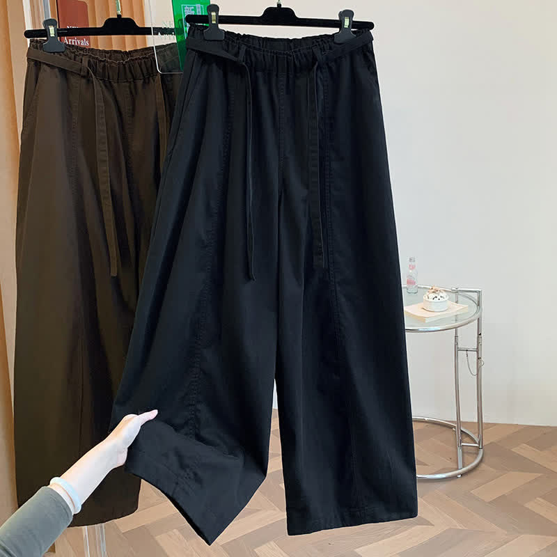 Buddha Stones Spring Casual Minimalist Drawstring Solid Long Pants Women's Harem Pants With Pockets - Black - US8-10, UK/AU12-14, EU40-42 (2XL) - image 15