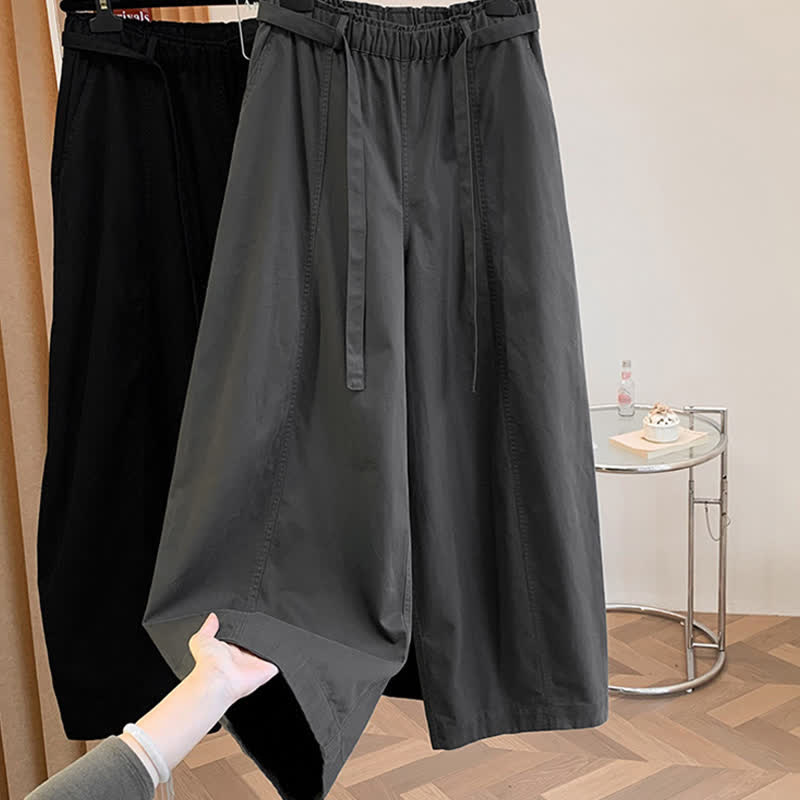Buddha Stones Spring Casual Minimalist Drawstring Solid Long Pants Women's Harem Pants With Pockets - image 22