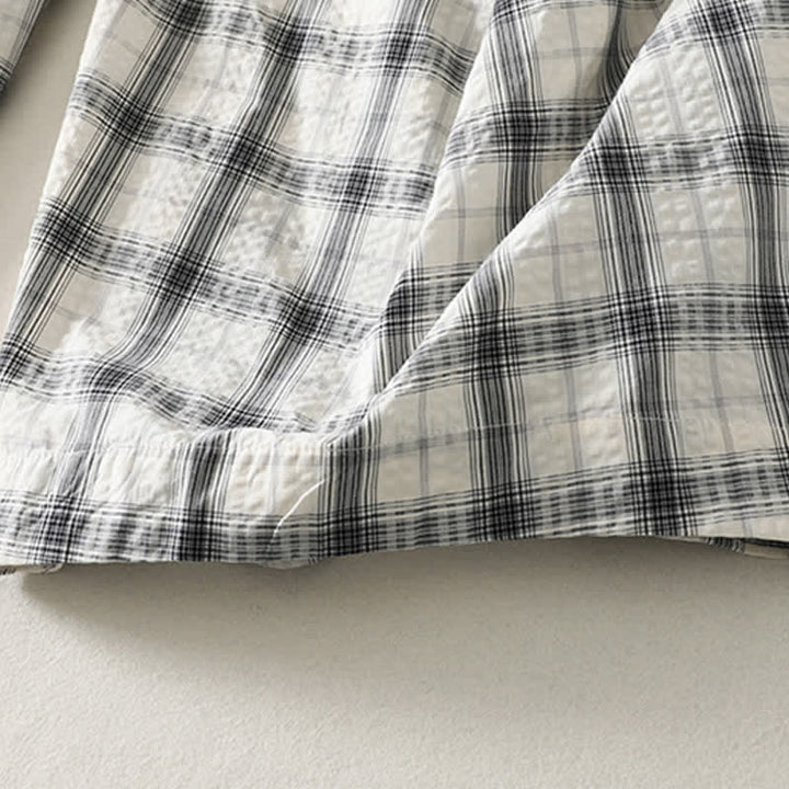 Buddha Stones Summer Casual Plaid Long Pants Women's Tapered Pants With Pockets - image 8