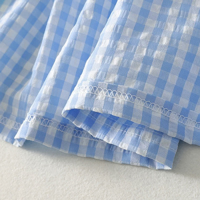 Buddha Stones Summer Casual Boho Blue Plaid Women's Skirts - image 4