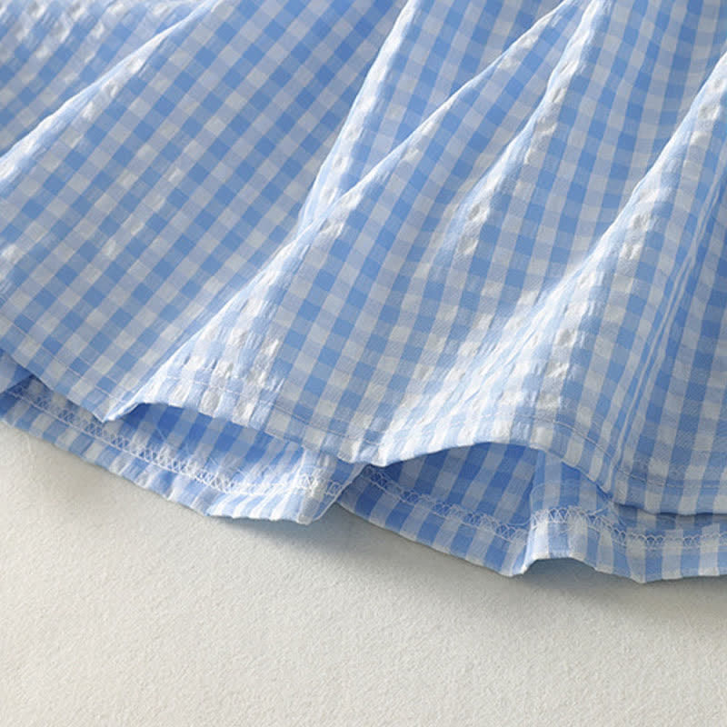 Buddha Stones Summer Casual Boho Blue Plaid Women's Skirts - image 3