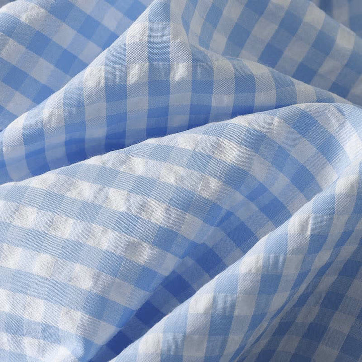 Buddha Stones Summer Casual Boho Blue Plaid Women's Skirts - image 5