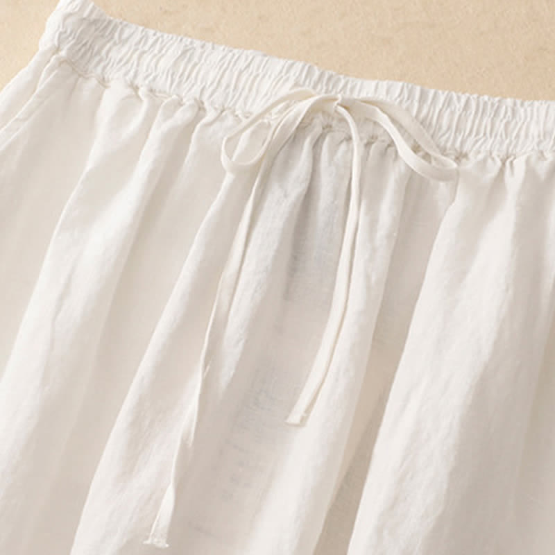 Buddha Stones Summer Casual Minimalist Drawstring Elastic Waist Solid Women's Skirts With Pockets - image 10