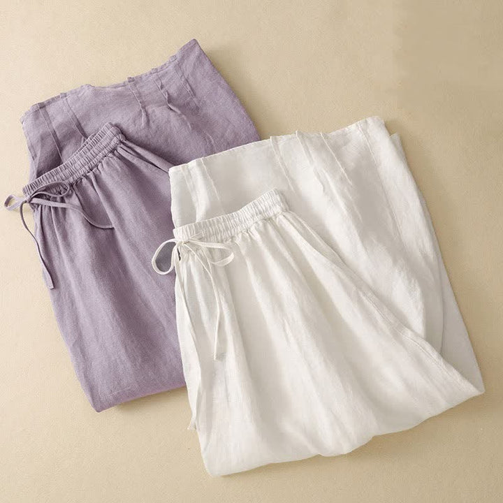 Buddha Stones Summer Casual Minimalist Drawstring Elastic Waist Solid Women's Skirts With Pockets - image 15
