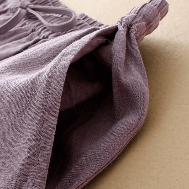 Buddha Stones Summer Casual Minimalist Drawstring Elastic Waist Solid Women's Skirts With Pockets - image 3