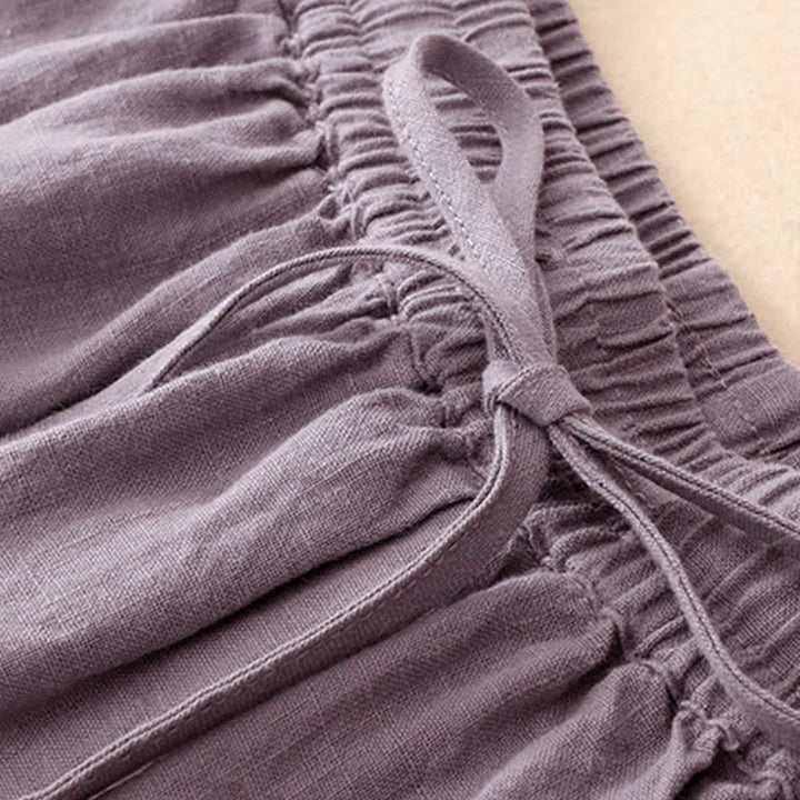 Buddha Stones Summer Casual Minimalist Drawstring Elastic Waist Solid Women's Skirts With Pockets - image 2