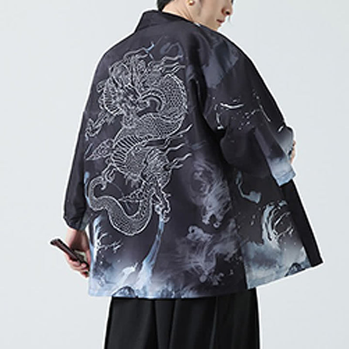 Buddha Stones Summer Casual Vintage Crane Print Men's Kimonos - image 20