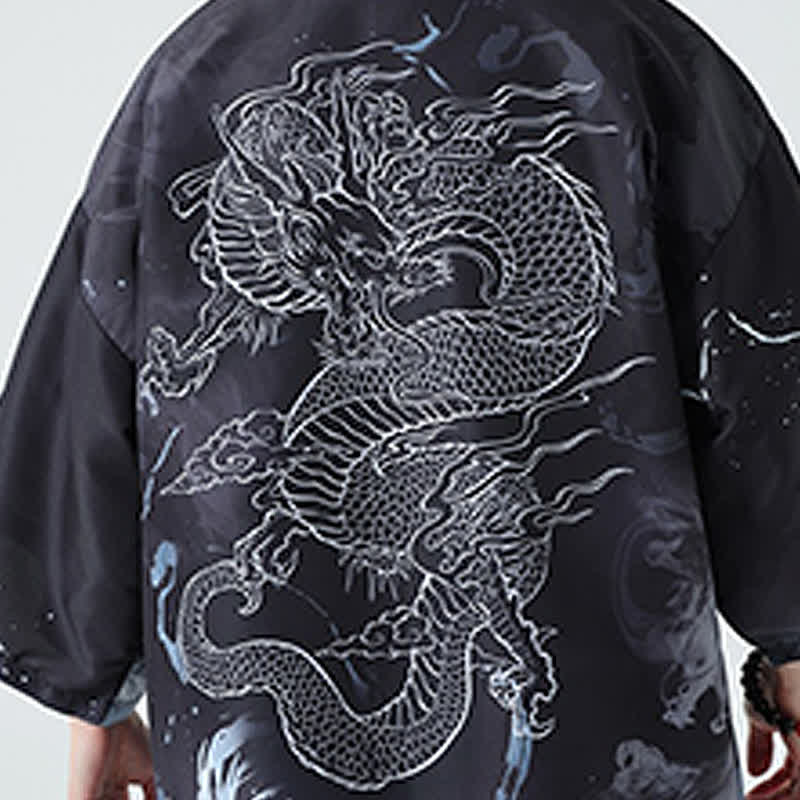 Buddha Stones Summer Casual Vintage Crane Print Men's Kimonos - image 21