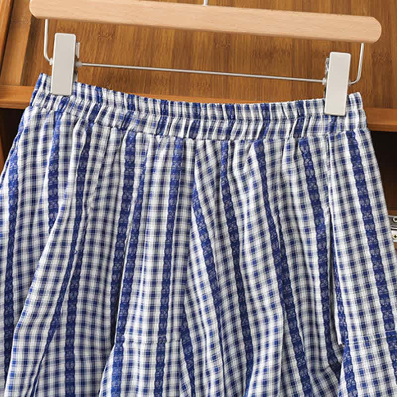 Buddha Stones Summer Casual Vintage vertical Plaid A-line Women's Skirts With Pocket - image 2