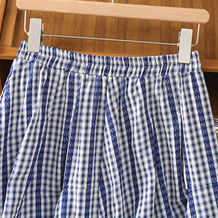Buddha Stones Summer Casual Vintage vertical Plaid A-line Women's Skirts With Pocket - image 2