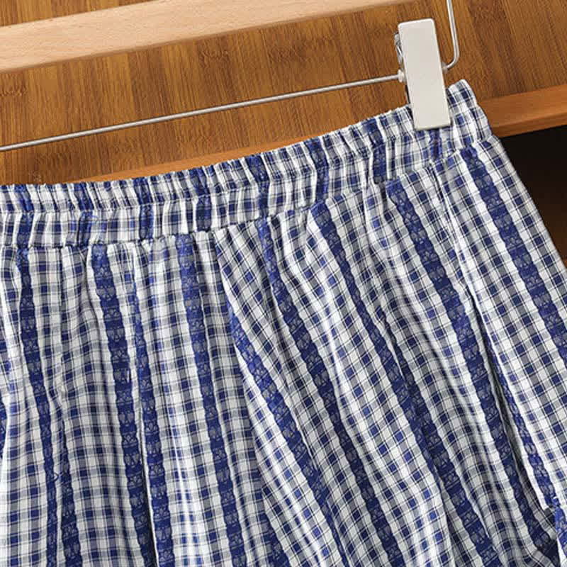Buddha Stones Summer Casual Vintage vertical Plaid A-line Women's Skirts With Pocket - image 3