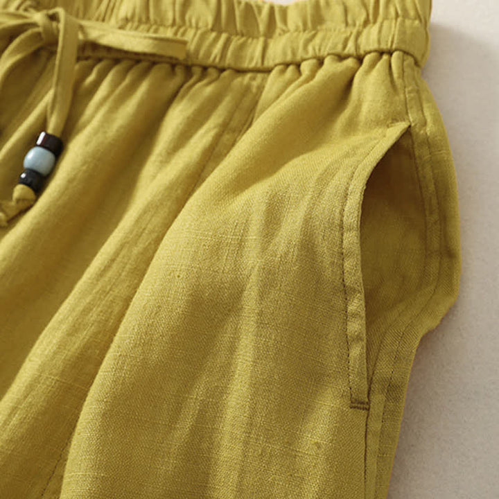 Buddha Stones Summer Casual Minimalist Drawstring Solid Cropped Pants Women's Wide Leg Pants With Pockets - image 10