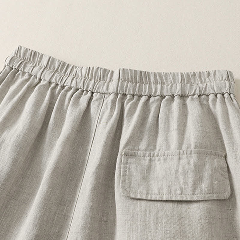 Buddha Stones Summer Casual Minimalist Drawstring Solid Cropped Pants Women's Wide Leg Pants With Pockets - image 18