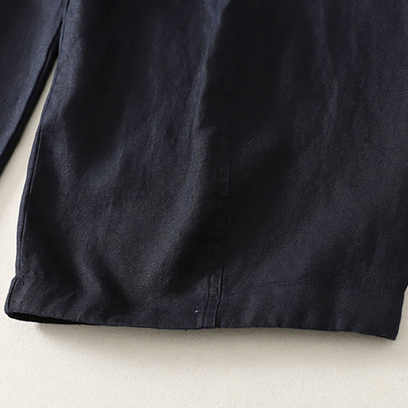 Buddha Stones Summer Casual Minimalist Drawstring Solid Cropped Pants Women's Wide Leg Pants With Pockets - image 7